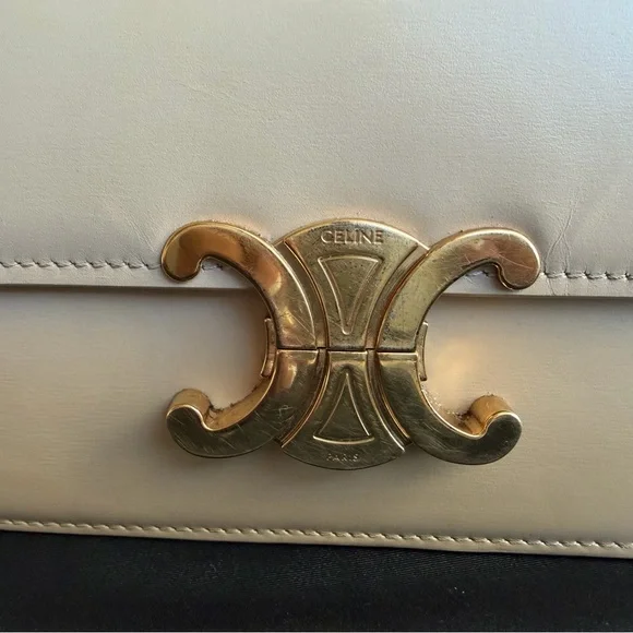 Celine Classic Triomphe Tan Leather Crossbody Bag with Gold Accent - Picture 2 of 6